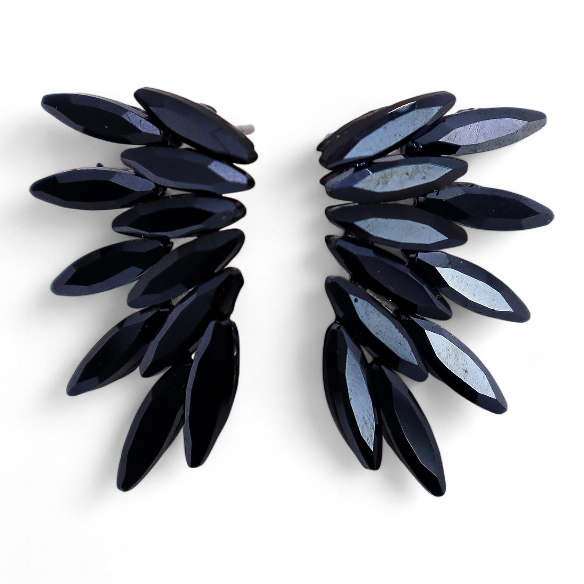 Boucles d'Oreilles Fée Noire - Verre Vintage Noir