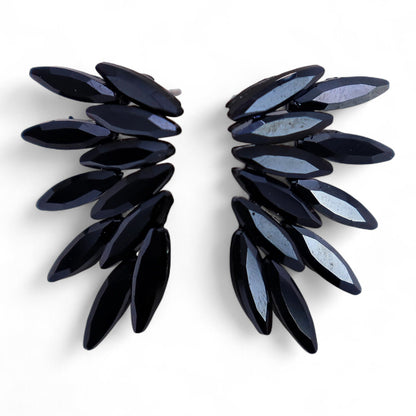 Boucles d'Oreilles Fée Noire - Verre Vintage Noir
