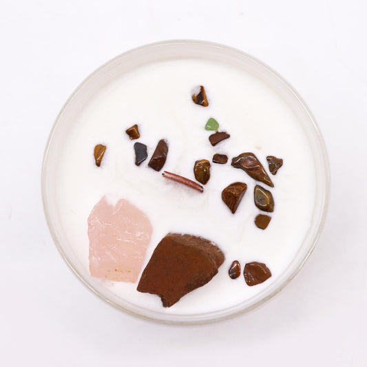 Bougie Chakra Sacré — Œil de Tigre & Quartz Rose - photo 2