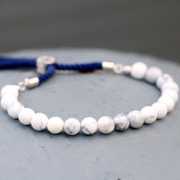 Bracelet Howlite Blanche - Cordon Marine Ajustable – photo 3