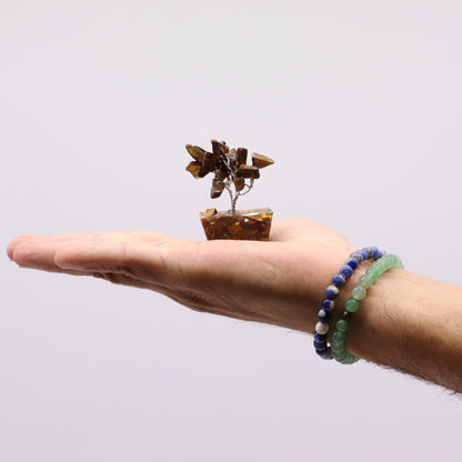 Mini Arbre de Gemmes Œil de Tigre - Socle Orgonite (15 pierres) – photo 5
