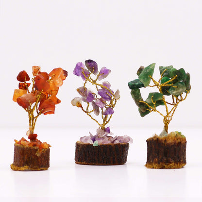 Mini Arbre de Vie 6cm - Pierres Naturelles Assorties - Base Bois