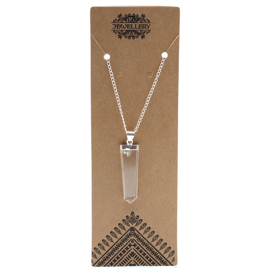 Gemstone Flat Pencil Pendant - Rock Quartz - photo 2