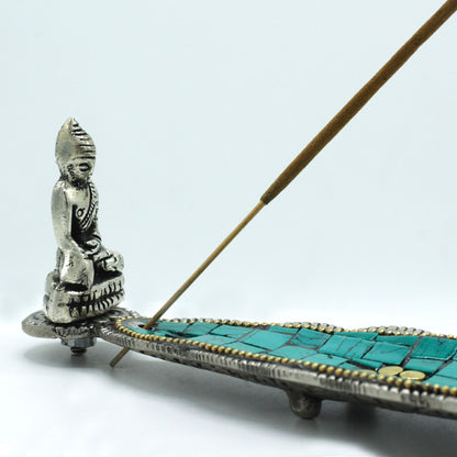 Porte-Encens Bouddha Tibétain Feuille - Céramique Fait Main – photo 5