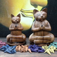 Brûleur d'Encens Chat Yoga - Bois Sculpté Main – photo 4