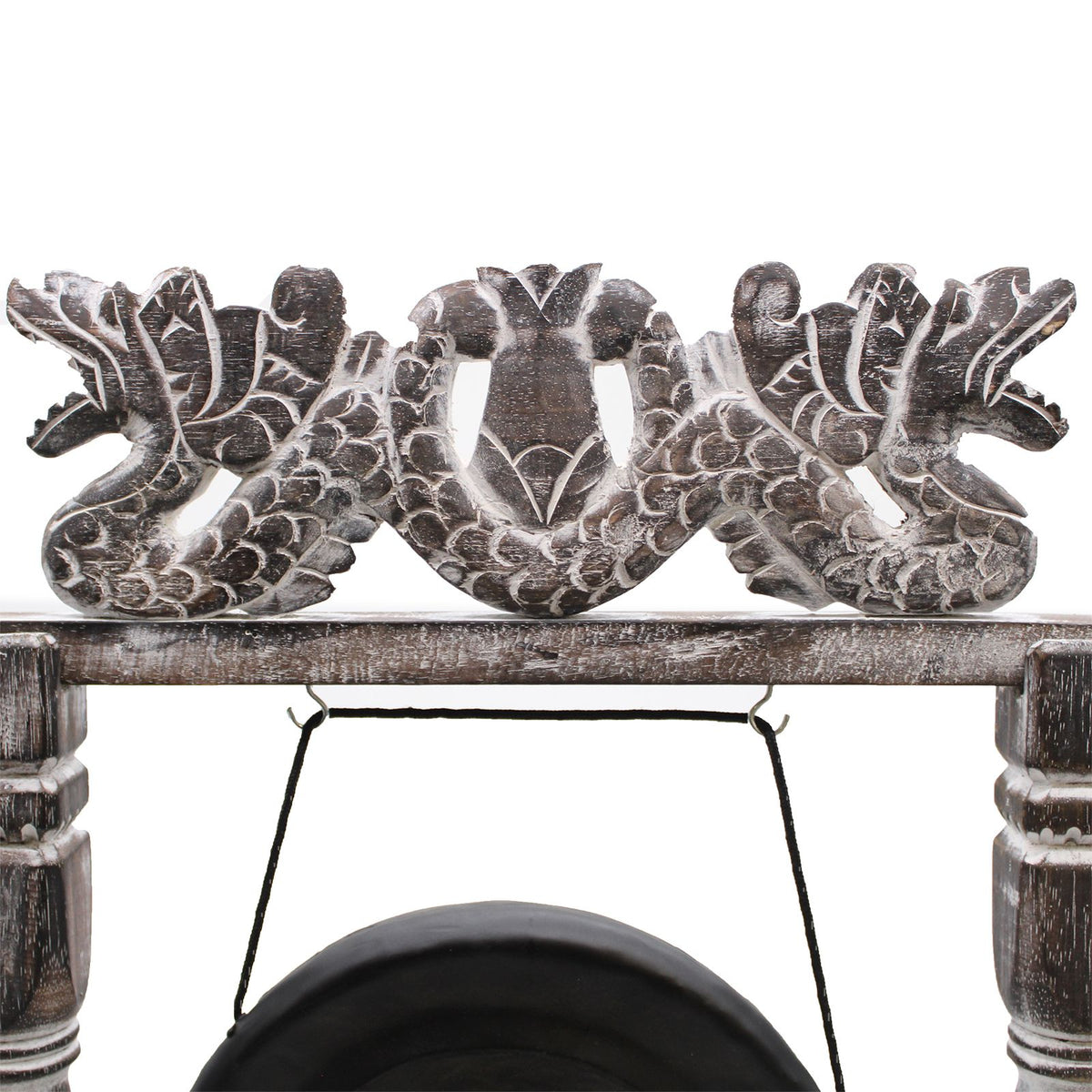 Gong de Guérison 25cm Noir sur Stand Sculpté Bali – photo 5