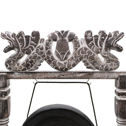 Gong de Guérison 25cm Noir sur Stand Sculpté Bali – photo 5