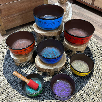 Set 7 Bols Tibétains Chakras — 14 à 22 cm