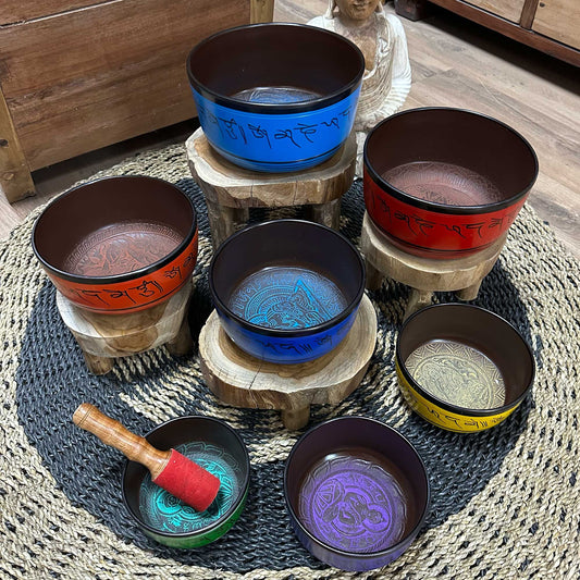 Set 7 Bols Tibétains Chakras — 14 à 22 cm