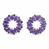 Boucles d'Oreilles Lavande Verre - Cercle Vintage Lilas