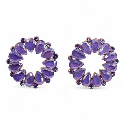 Boucles d'Oreilles Lavande Verre - Cercle Vintage Lilas