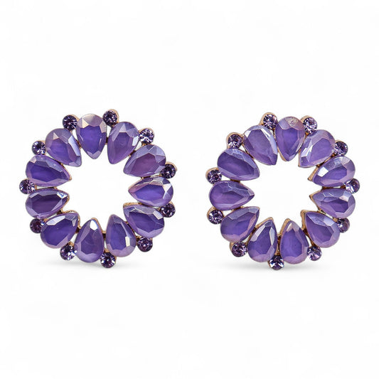 Boucles d'Oreilles Lavande Verre - Cercle Vintage Lilas