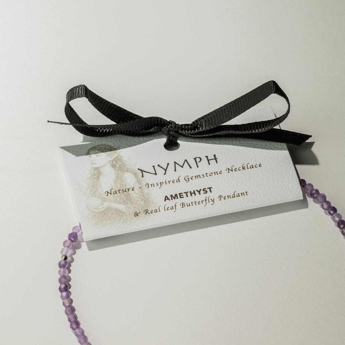 Collier en Améthyste — Papillon en Feuille Naturelle Argentée - photo 5