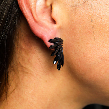 Boucles d'Oreilles Fée Noire - Verre Vintage Noir – photo 2
