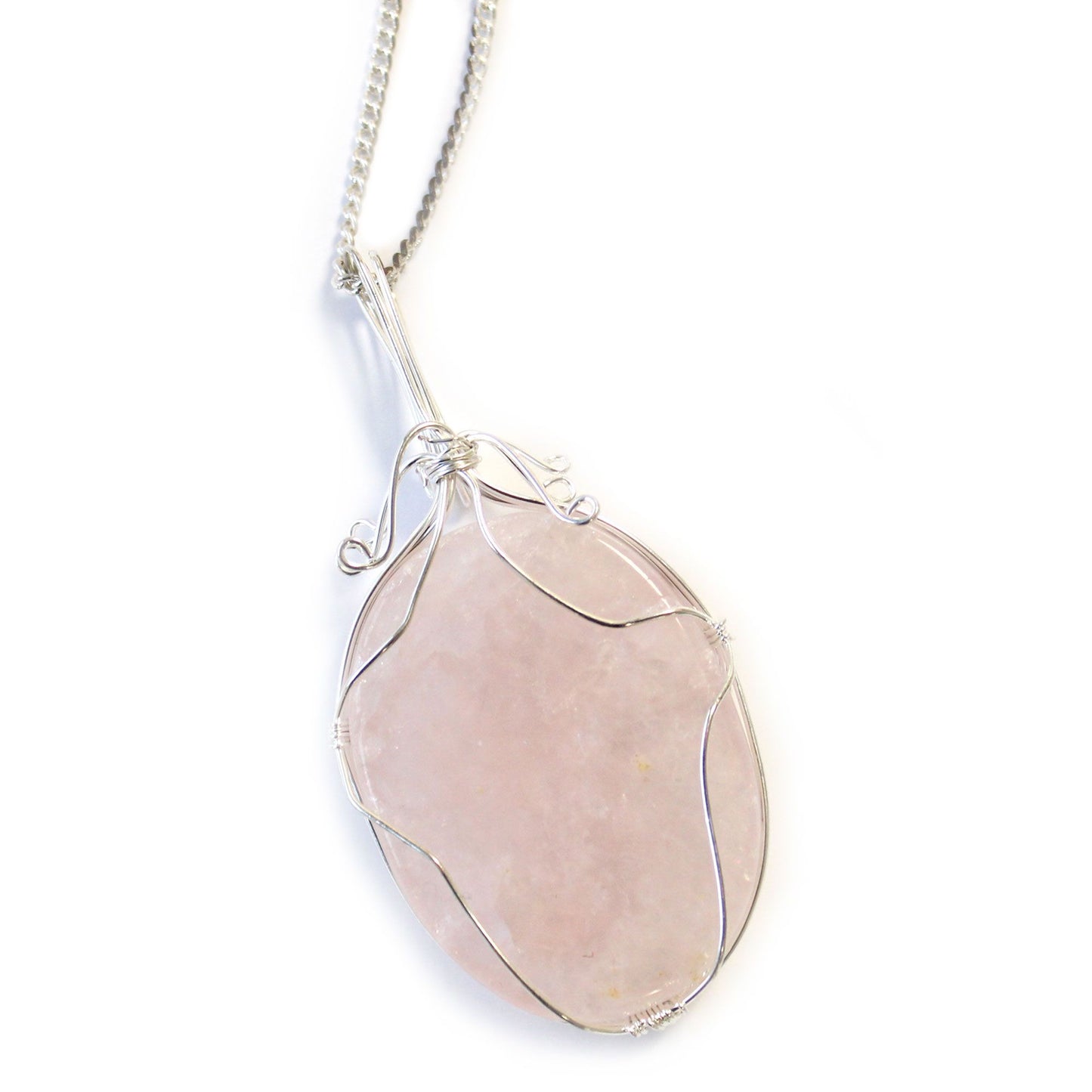 Swirl Wrapped Gemstone Necklace - Rose Quartz - photo 3