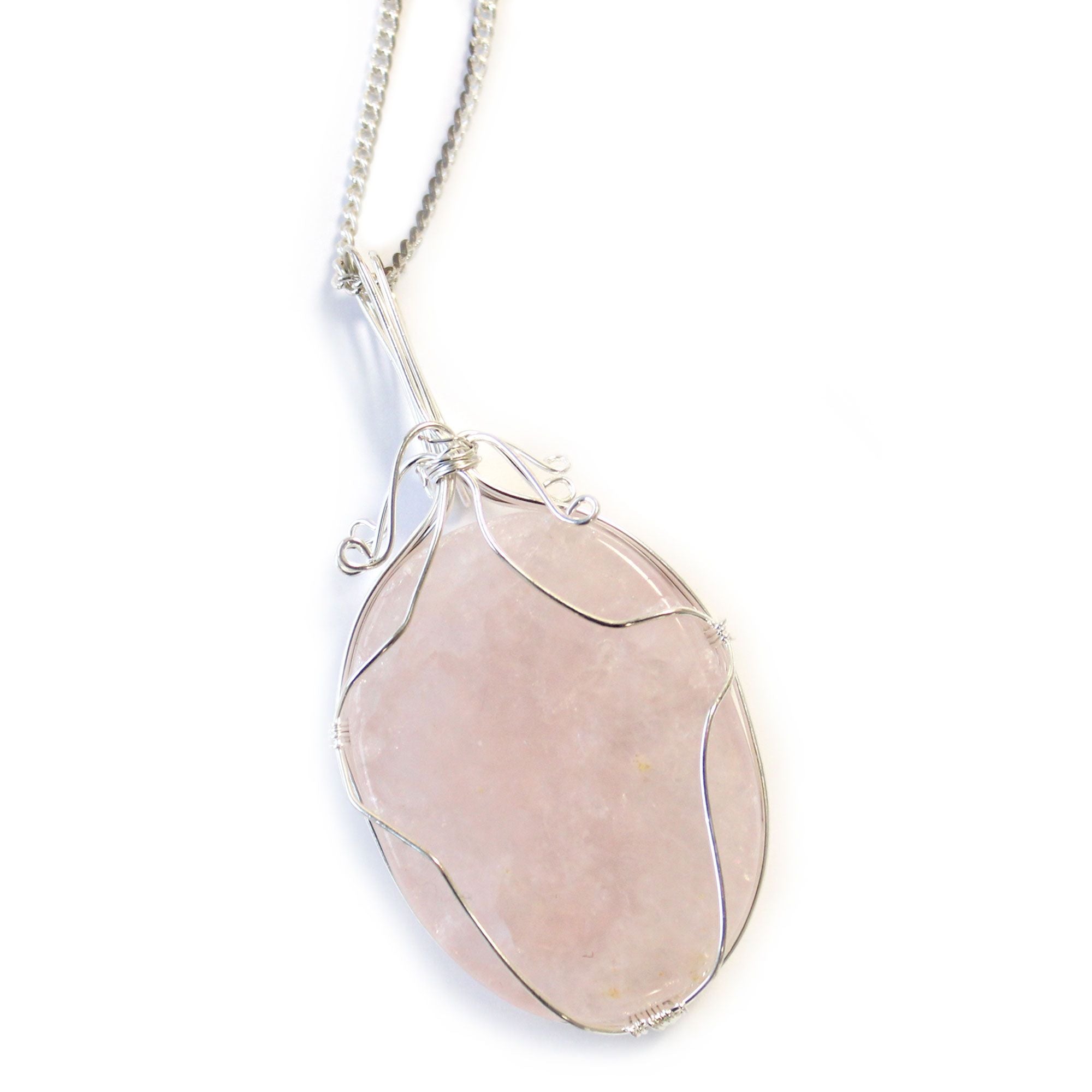 Swirl Wrapped Gemstone Necklace - Rose Quartz - photo 3