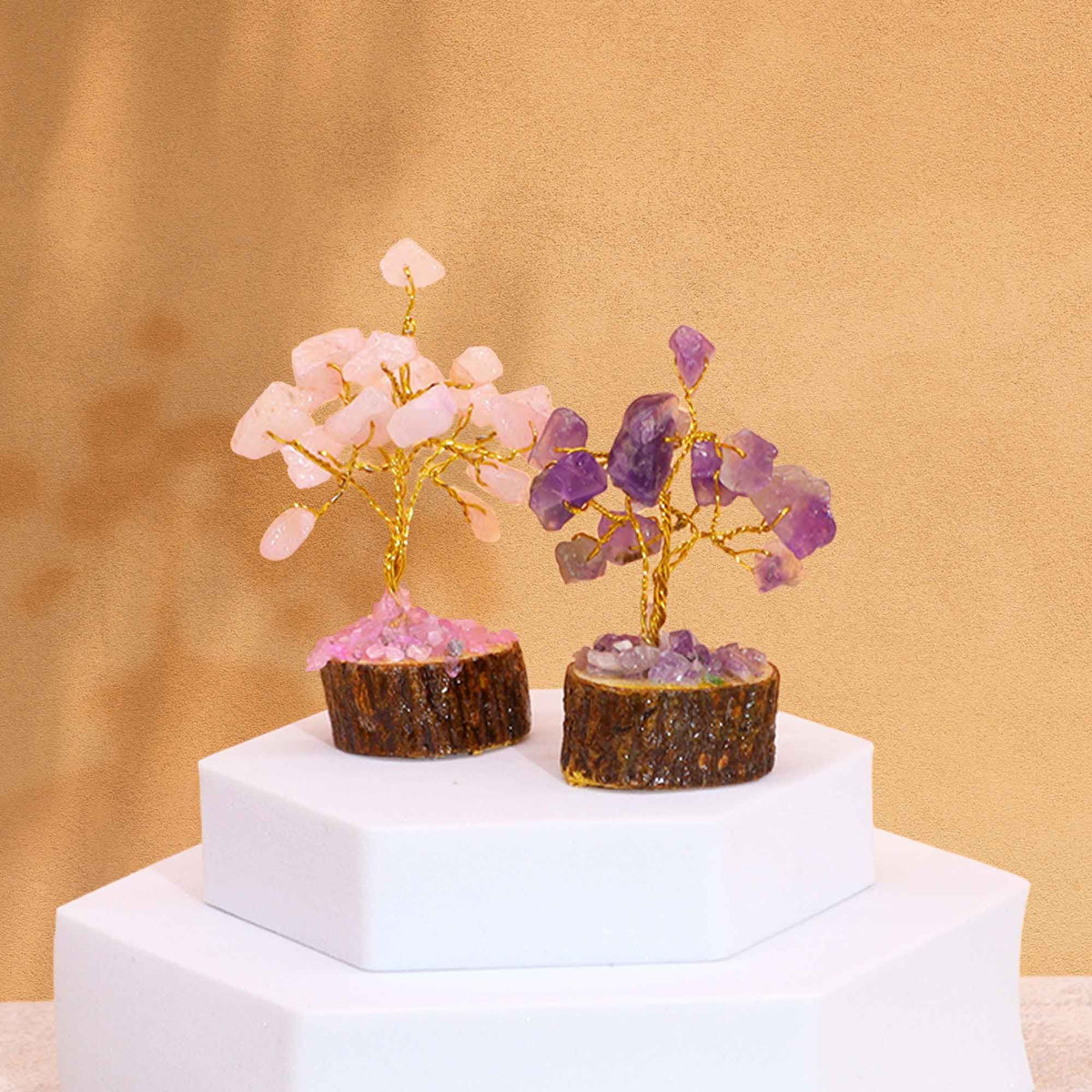 Mini Arbre de Vie 6cm - Pierres Naturelles Assorties - Base Bois – photo 4