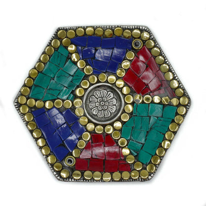 Porte-Encens Hexagonal Tibétain - Cônes & Bâtons Artisanal