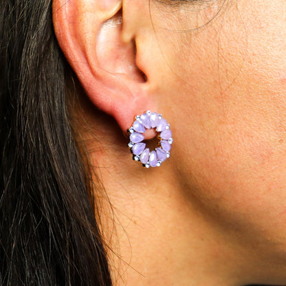 Boucles d'Oreilles Lavande Verre - Cercle Vintage Lilas – photo 2