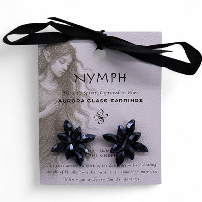 Boucles d'Oreilles Fleurs Verre Noir - Style Vintage Élégant – photo 4