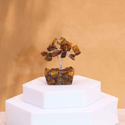 Mini Arbre de Gemmes Œil de Tigre - Socle Orgonite (15 pierres) – photo 2