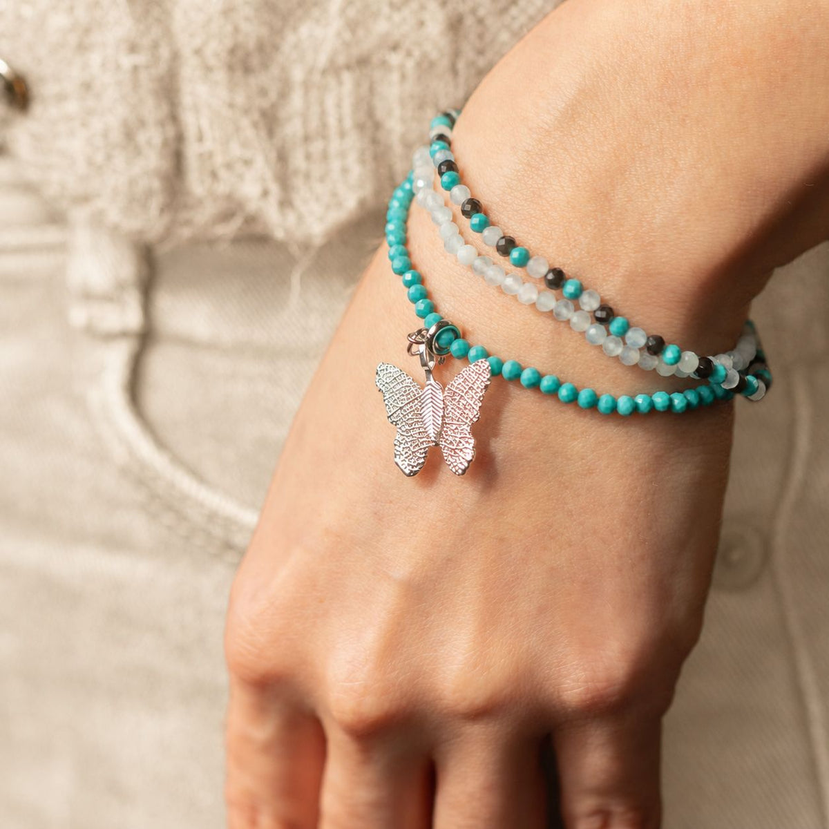 Bracelets Aigue-Marine, Turquoise & Obsidienne — Océan Infini - photo 3