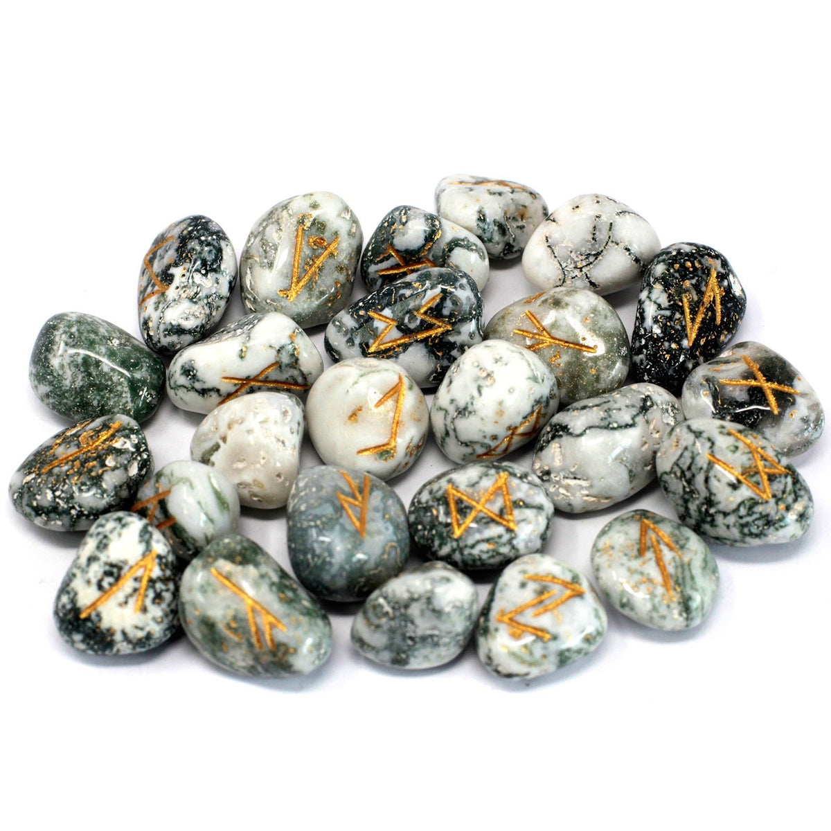Ensemble de Runes en Agate Arborisée (Tree Agate) - Ancrage & Croissance – photo 2