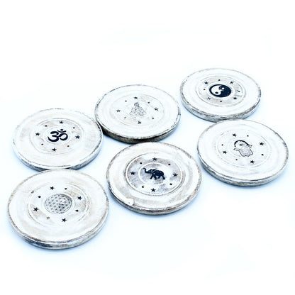Porte-Encens Cônes & Disques - Bois Blanchi Artisan