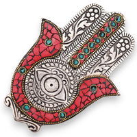 Porte-encens Hamsa Bicolore Rouge & Vert 13cm