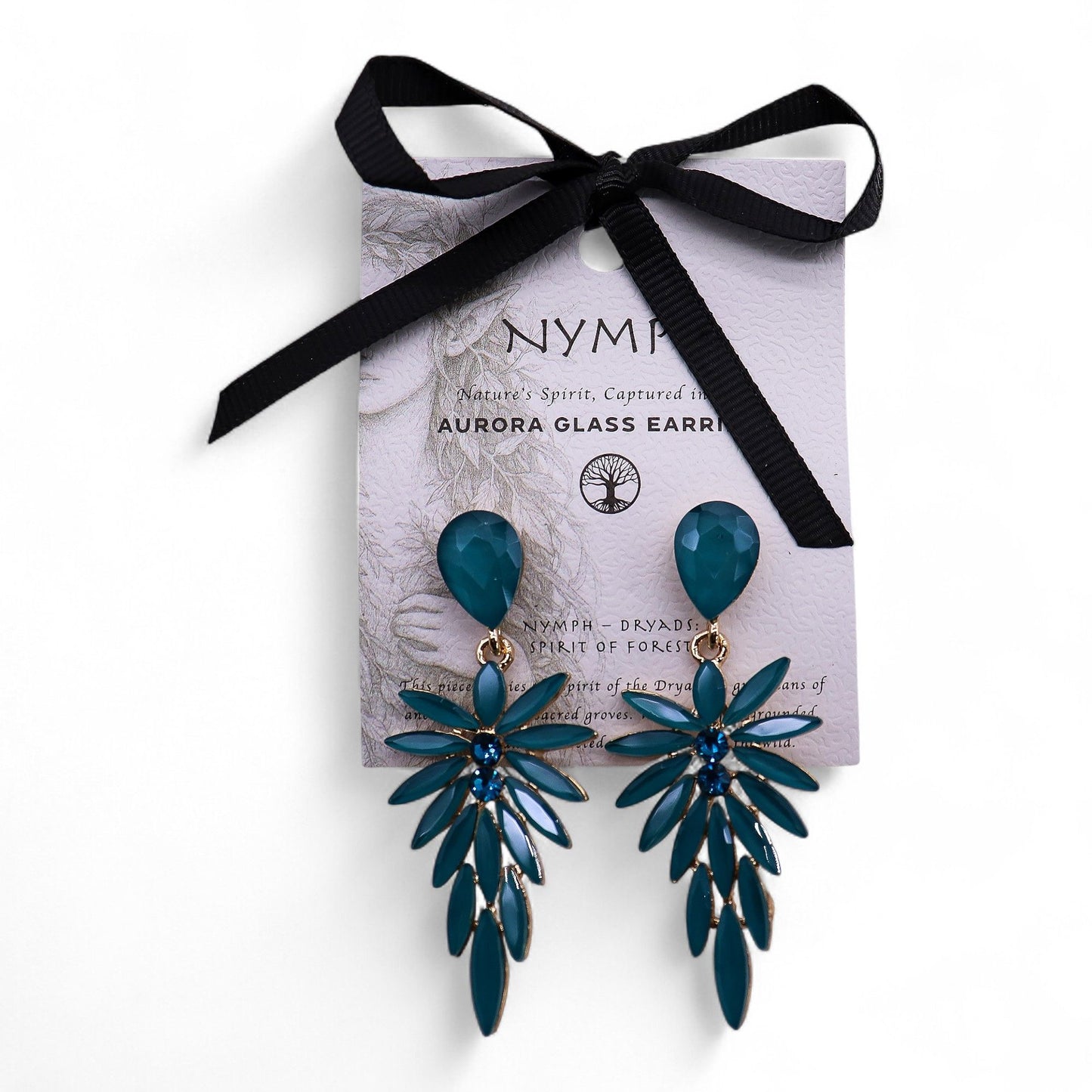 Boucles d'Oreilles Longues Verre Teal - Forêt & Nature – photo 6
