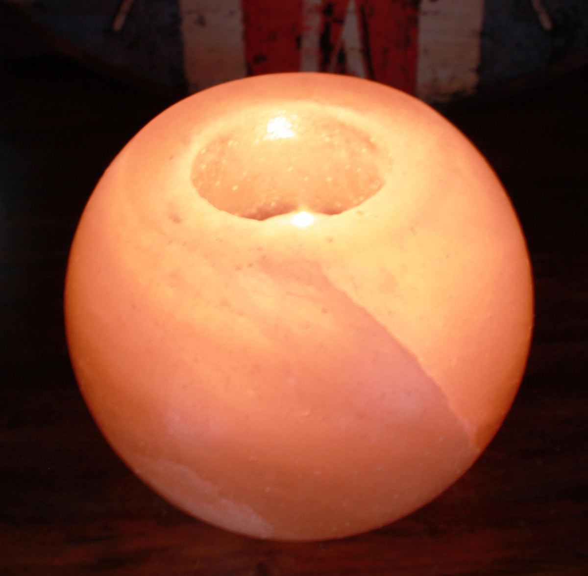 Photophore en sel de l'Himalaya - forme ronde