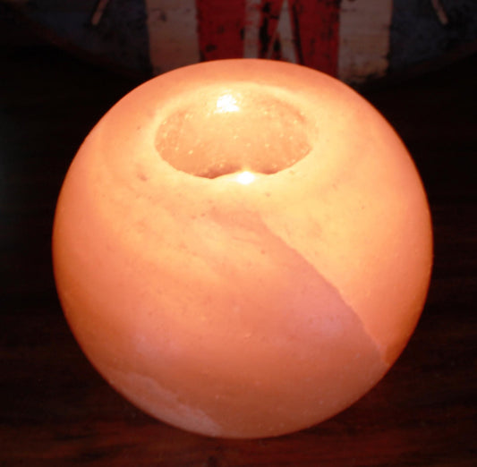 Photophore en sel de l'Himalaya - forme ronde