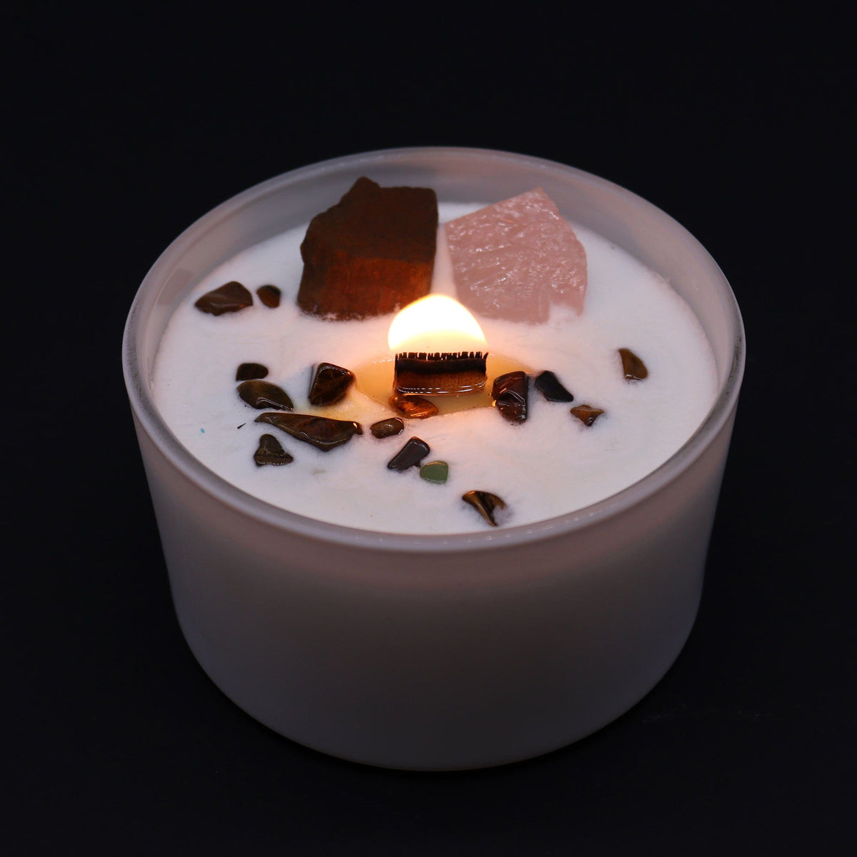Bougie Chakra Sacré — Œil de Tigre & Quartz Rose - photo 5
