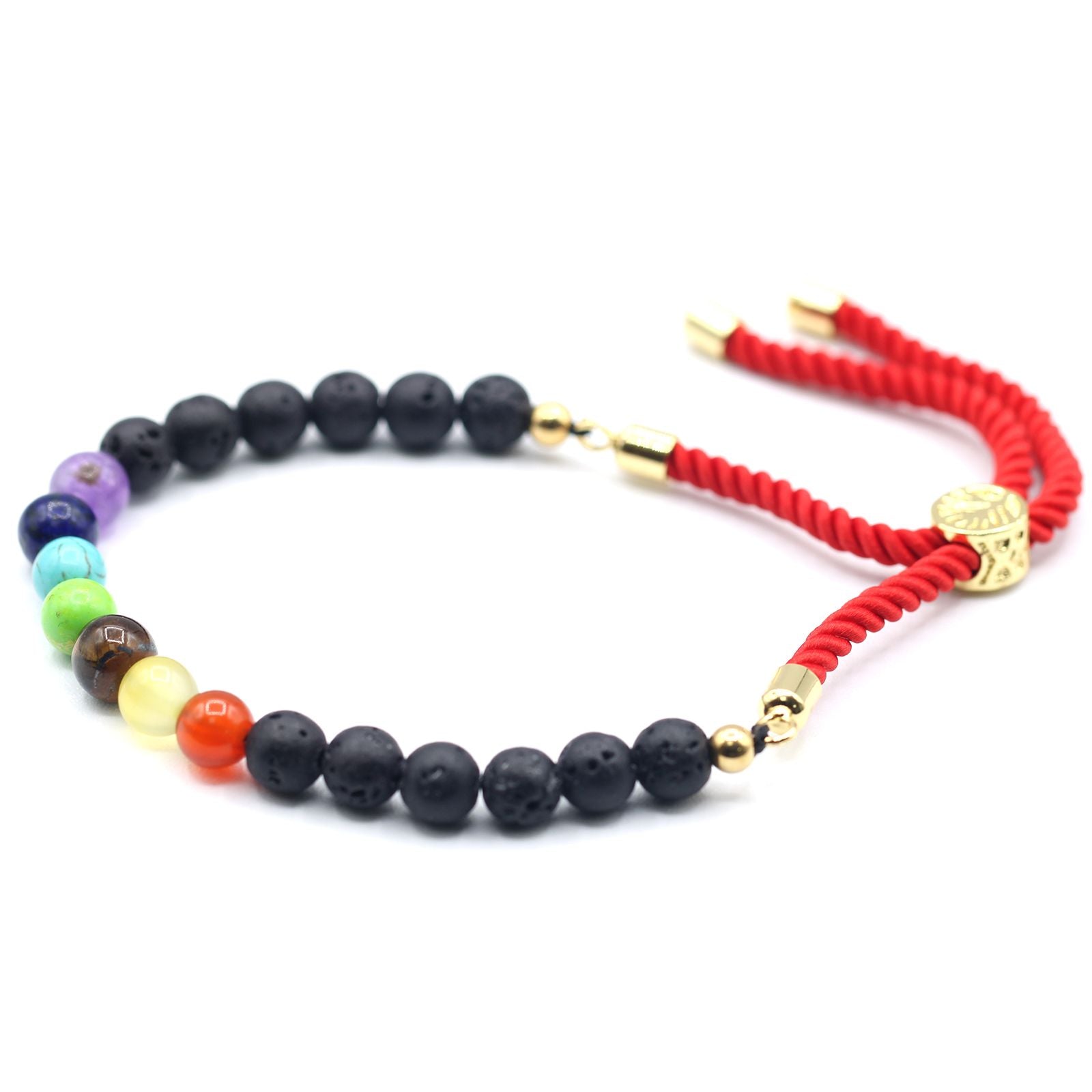 Bracelet Pierre de Lave Chakra - Plaqué Or 18K Ajustable