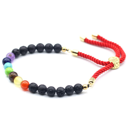 Bracelet Pierre de Lave Chakra - Plaqué Or 18K Ajustable