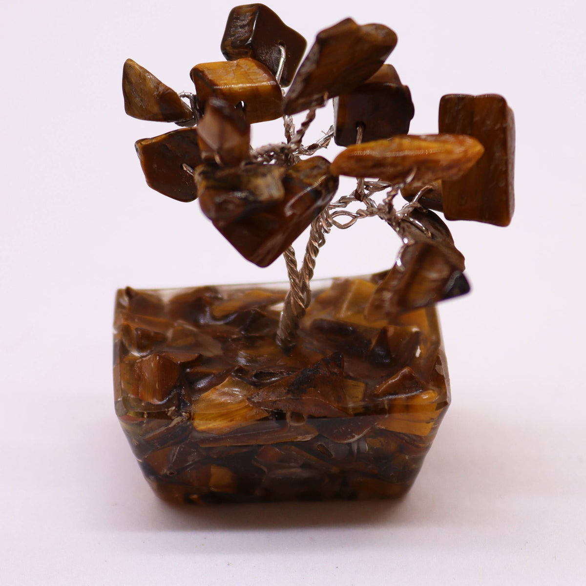 Mini Arbre de Gemmes Œil de Tigre - Socle Orgonite (15 pierres) – photo 6