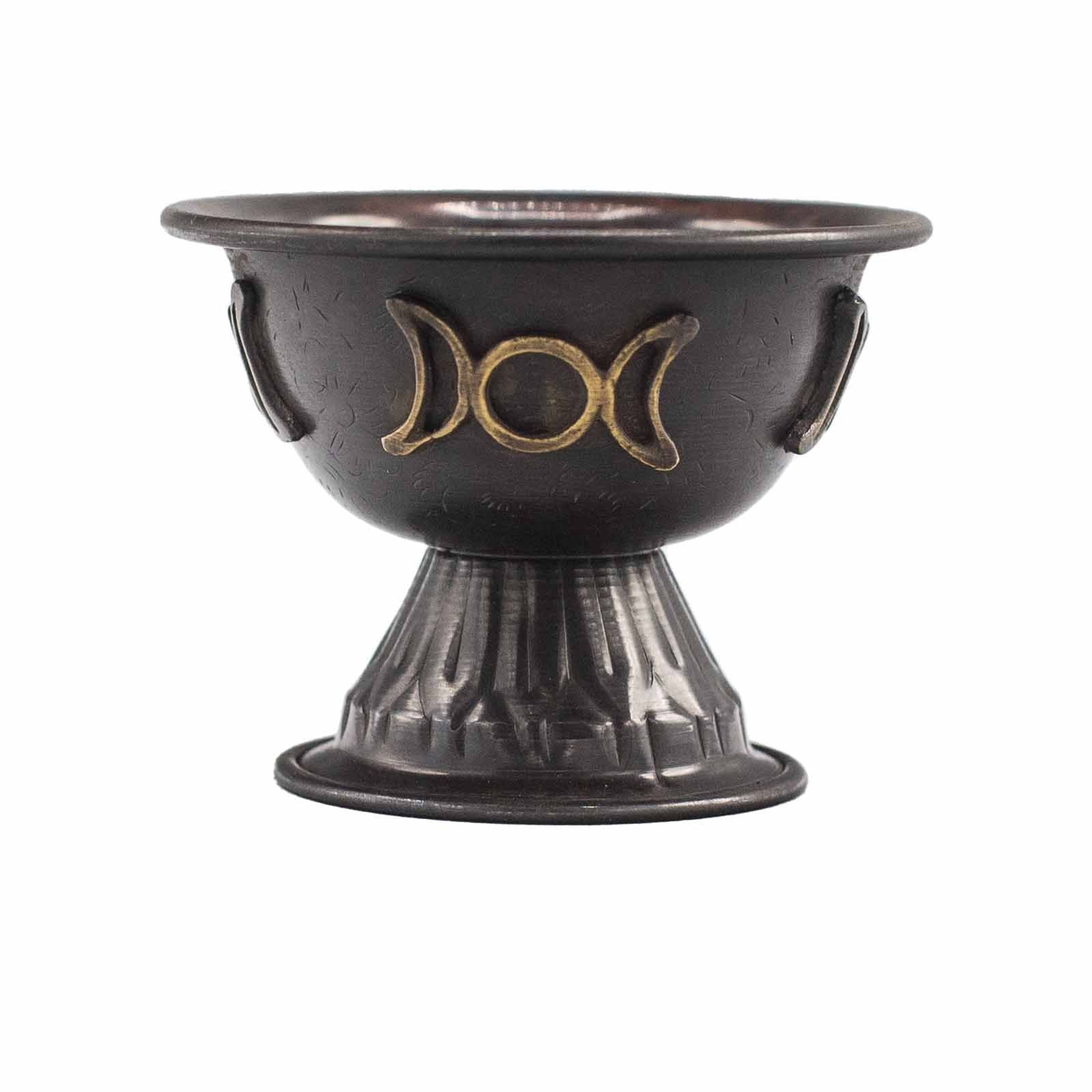 Calice Rituel Cuivre Triple Lune - Bol d'Autel 10x8cm