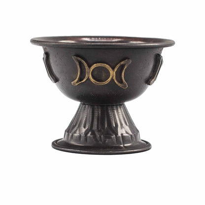 Calice Rituel Cuivre Triple Lune - Bol d'Autel 10x8cm