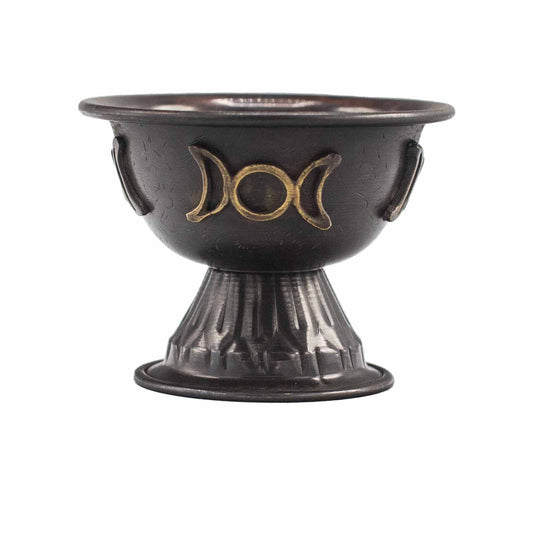 Calice Rituel Cuivre Triple Lune - Bol d'Autel 10x8cm