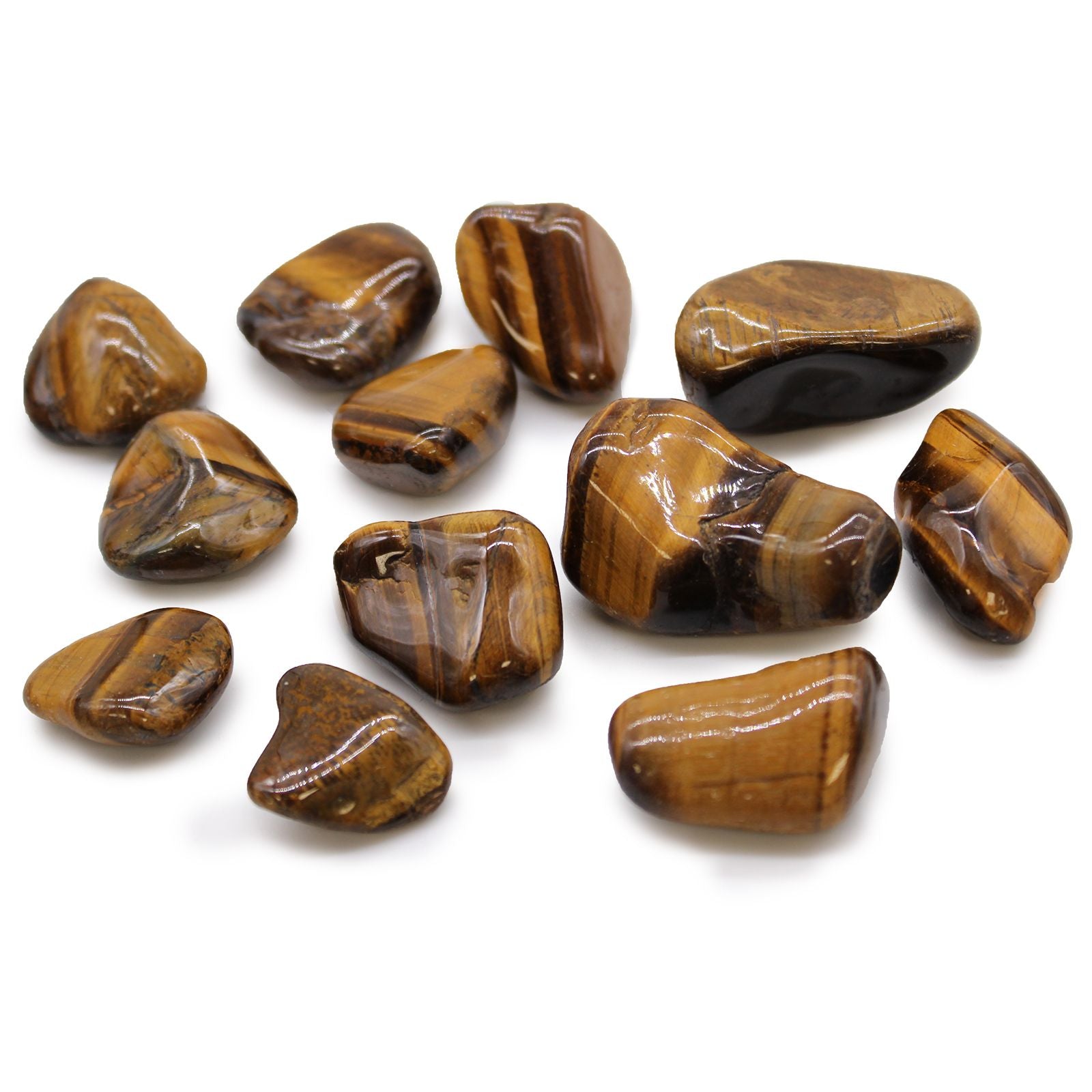Bag of 12 Medium African Tumble Stones - Tigers Eye - Golden