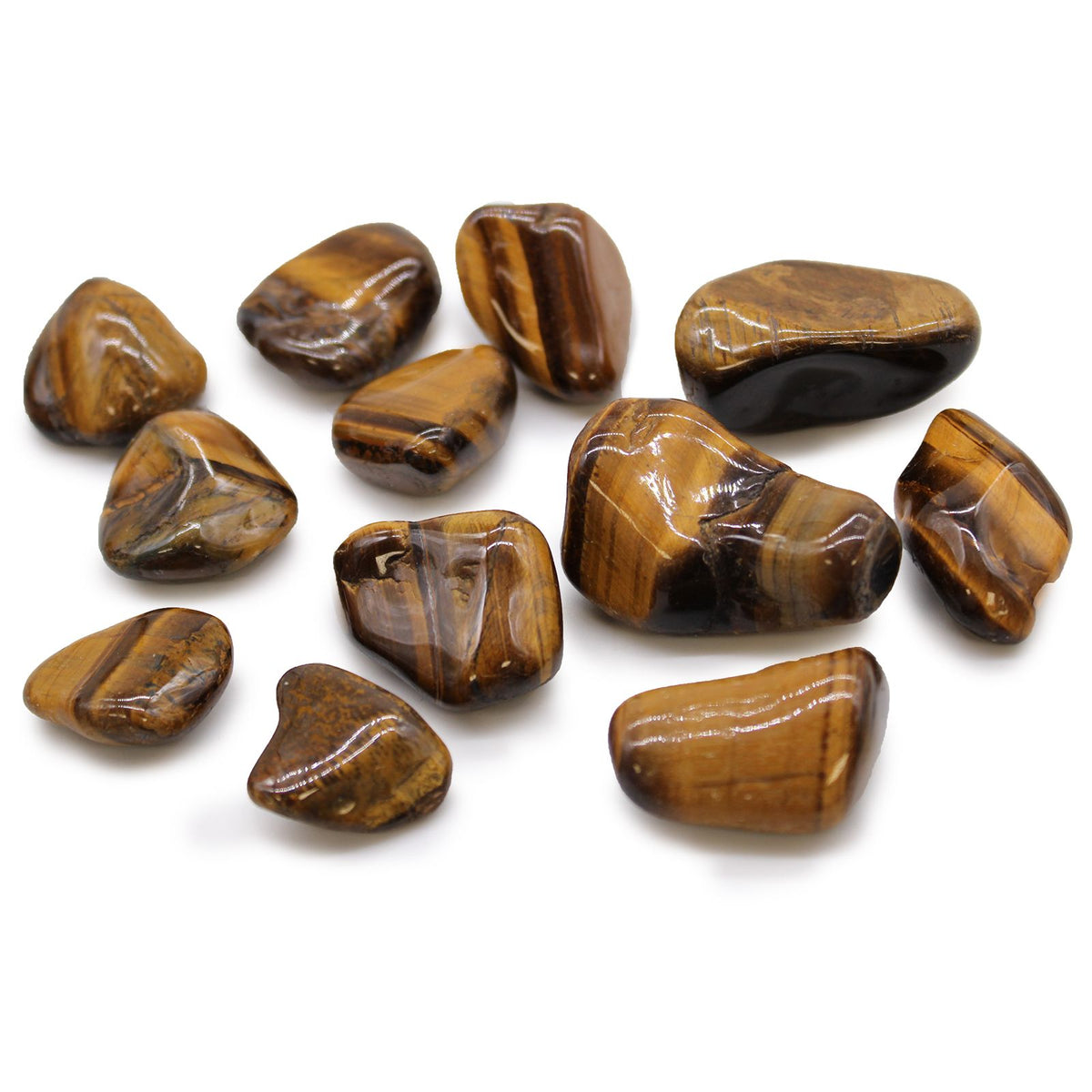 Bag of 12 Medium African Tumble Stones - Tigers Eye - Golden