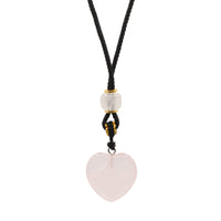 Pendentif sur cordon - Cœur - Quartz Rose