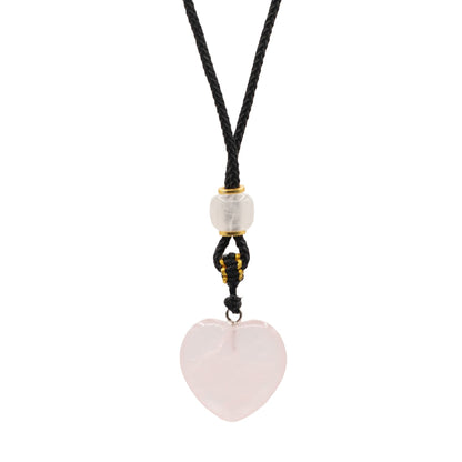 Pendentif sur cordon - Cœur - Quartz Rose