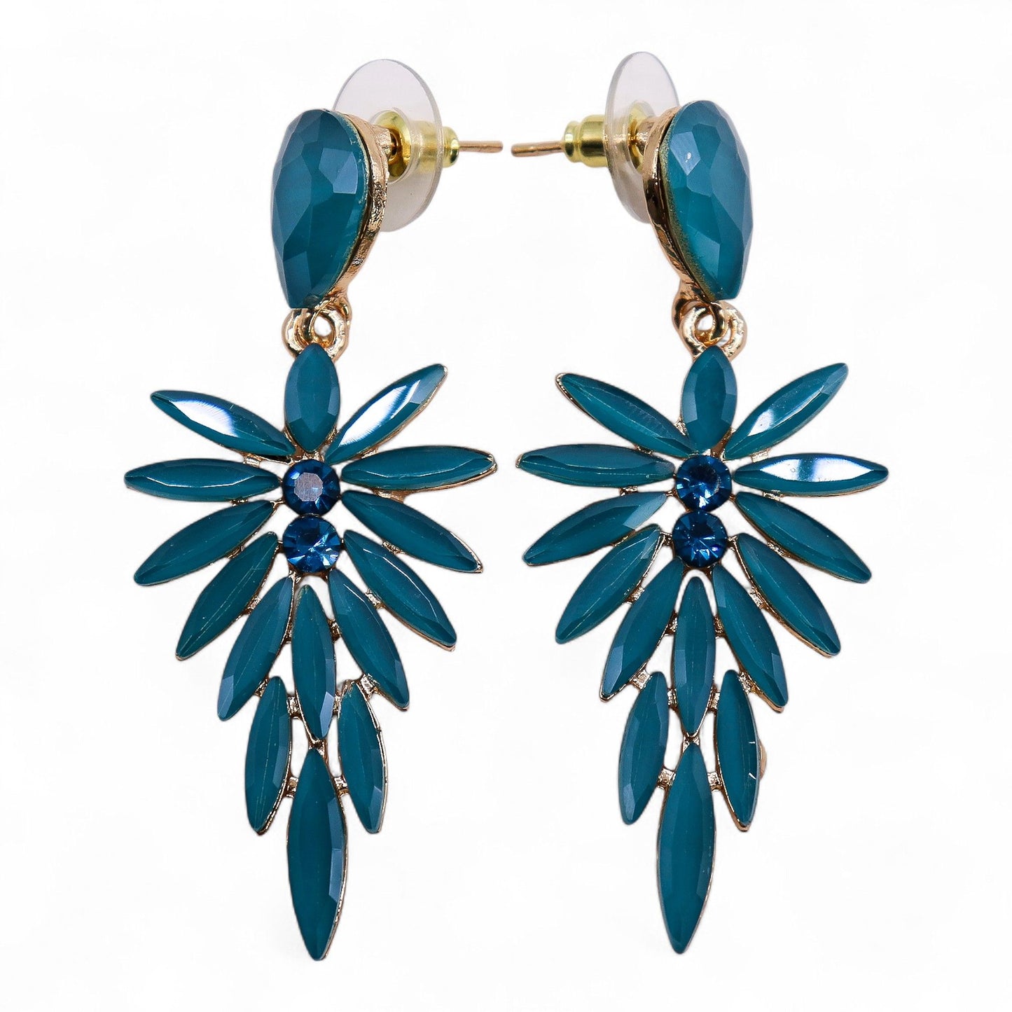 Boucles d'Oreilles Longues Verre Teal - Forêt & Nature – photo 4