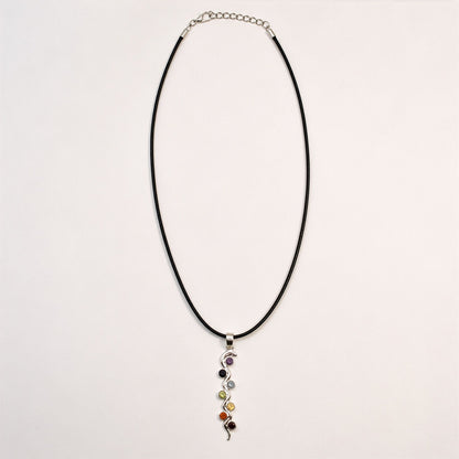 Pendentif Serpent 7 Chakras - Argenté Pierres Colorées