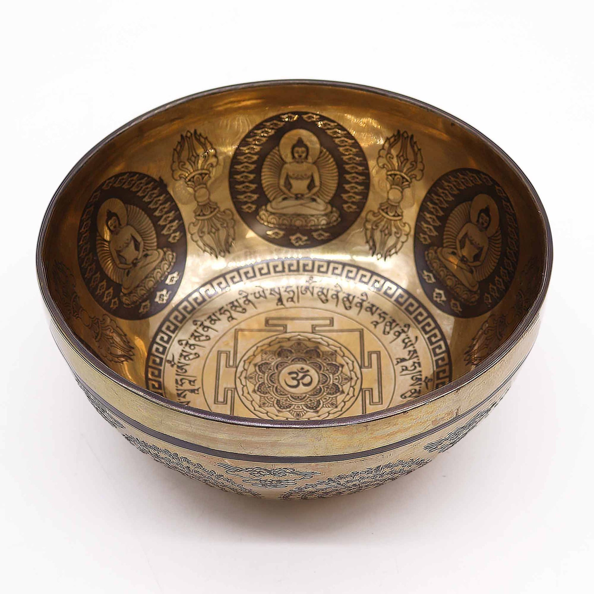Bol Chantant Tibétain 21cm — Gravures Om & Bouddha – photo 2