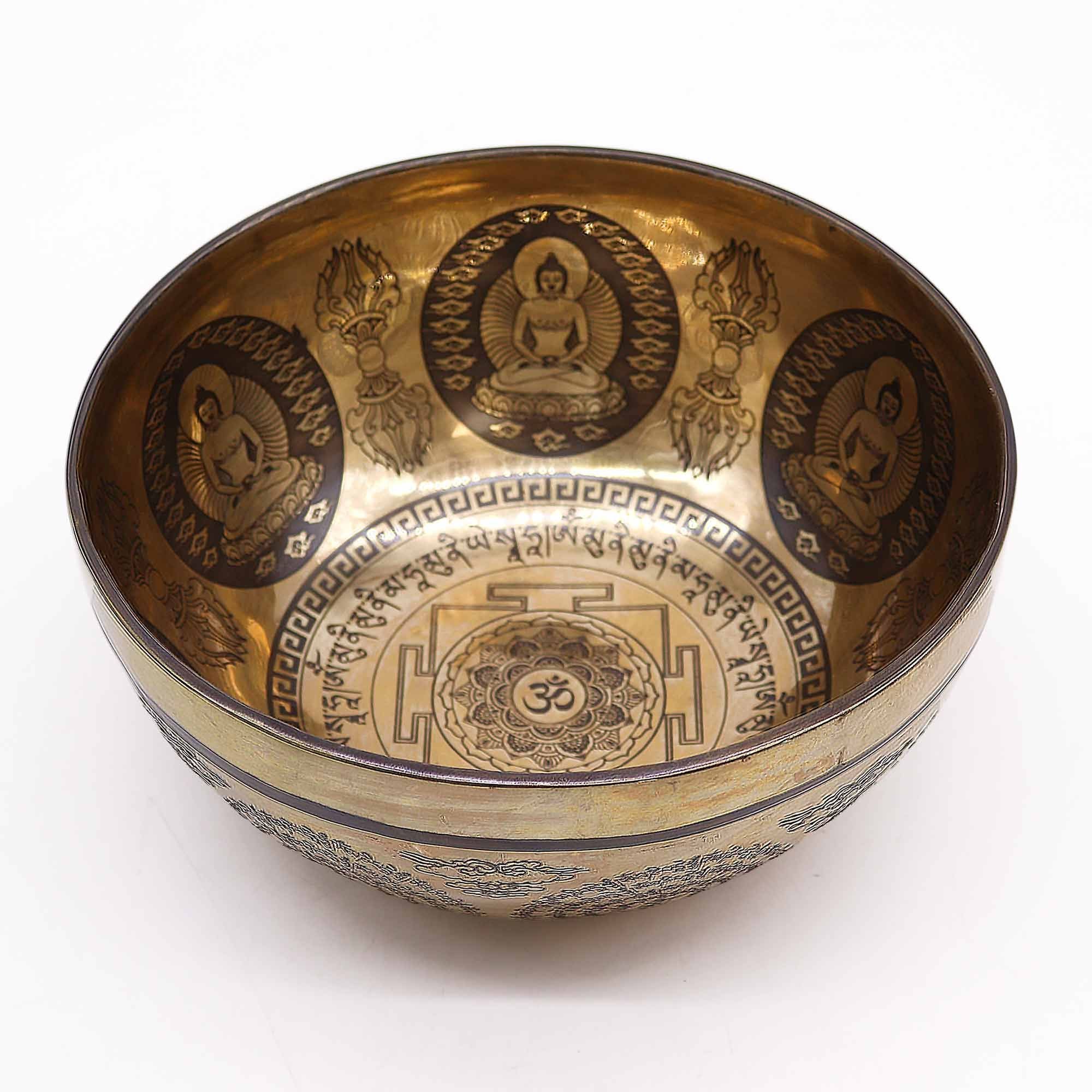 Bol Chantant Tibétain 21cm — Gravures Om & Bouddha – photo 2
