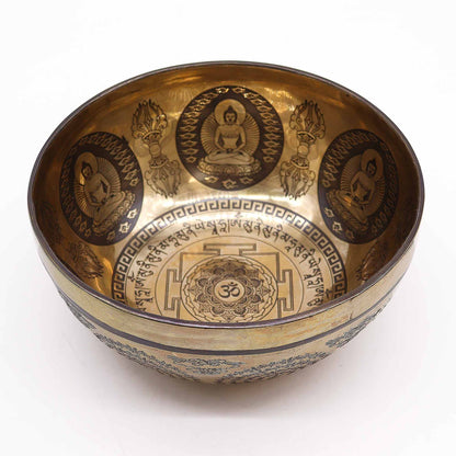 Bol Chantant Tibétain 21cm — Gravures Om & Bouddha – photo 2