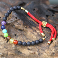 Bracelet Pierre de Lave Chakra - Plaqué Or 18K Ajustable – photo 2