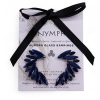 Boucles d'Oreilles Ange Bleu Royal - Verre Vintage Acier – photo 3